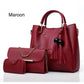 High Quality Synthetic Leather 3 Piece Hand Bag Set With Hand Clutch And Mini wallet