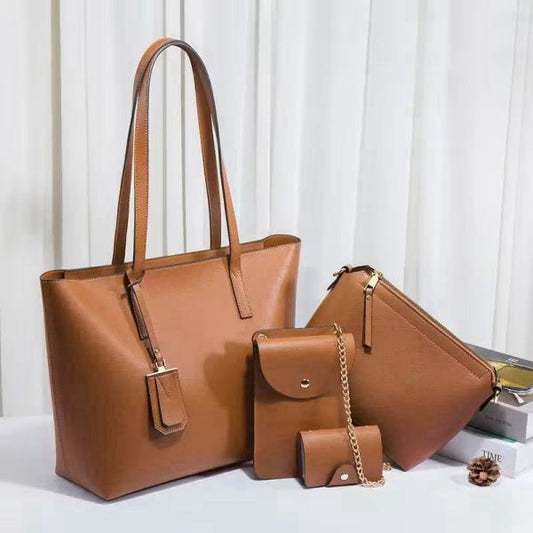 Synthetic Liza Leather 4 Piece Large Size Tote Bag With Mobile Wallet Cloud Bag and mini wallet